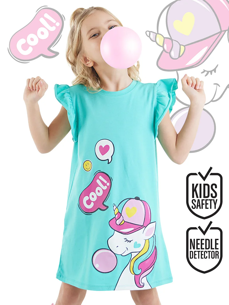 دينوكيدس فستان بناتي على شكل وحيد القرن بنكهة العلكة